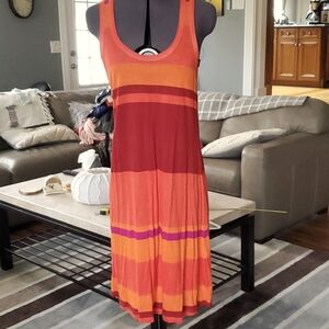 NWOT Dress Rayon variegated xs red orange burgundy